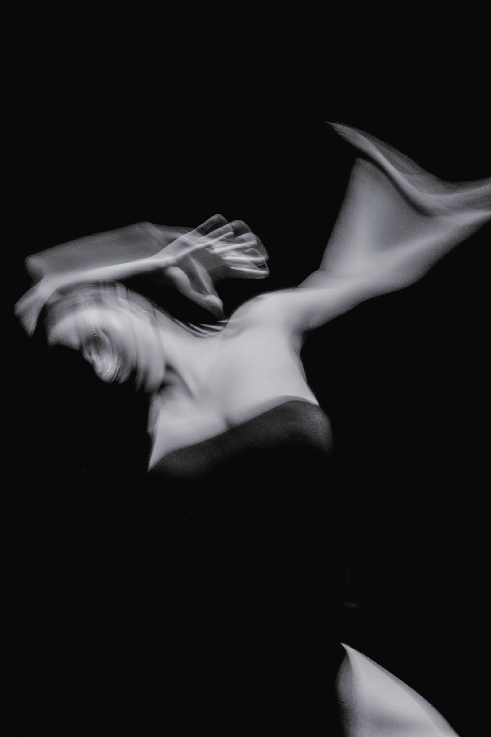 black and white photo of girl dancing