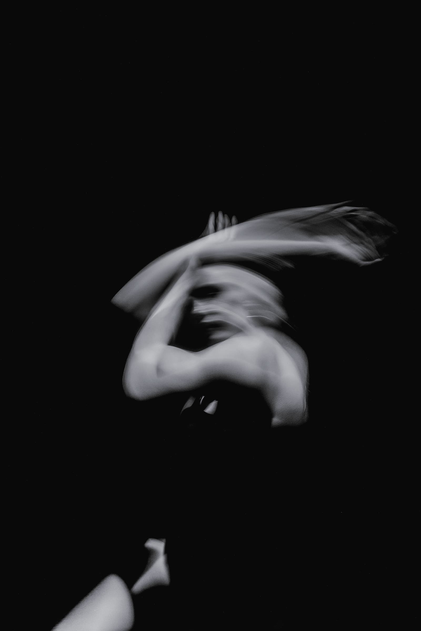 black and white photo of girl dancing